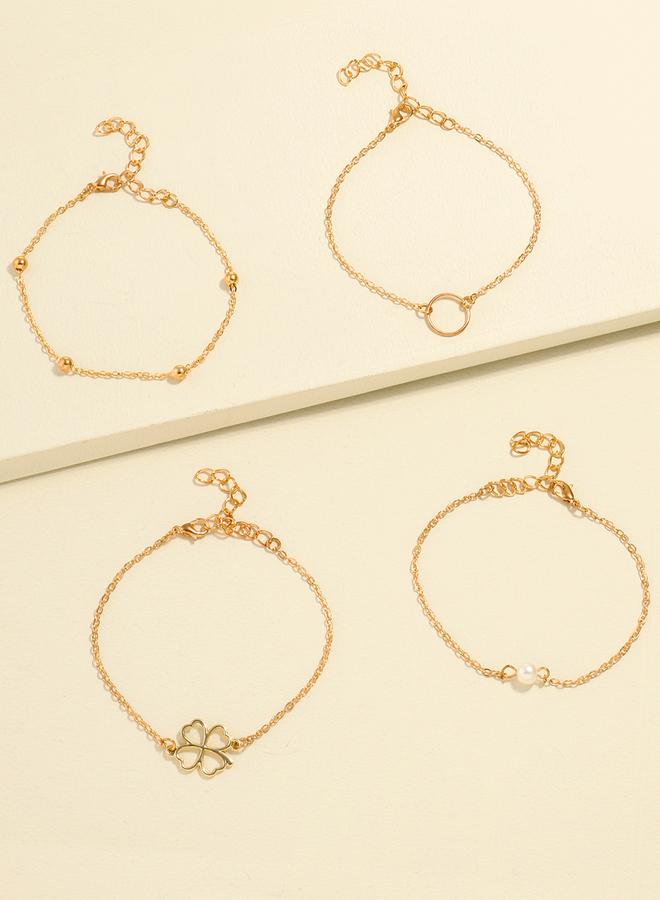 Take Two Pack of 4 - Gold Tone Multi Charms Link Bracelets - Image 3