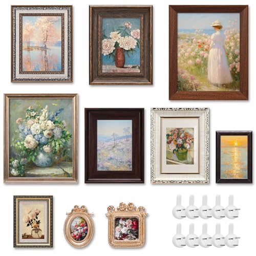 Qunclay 10 Pack Vintage Picture Frames for Wall or Tabletop Display Ornate French Country Gallery Frames Farmhouse Antique Wall Decor for Bedroom Living Room No Photos IncludedClassic Style - Image 1