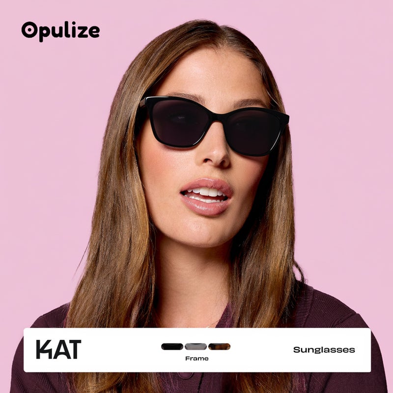 OPULIZE نظارات شمسية كات للنساء والرجال، إطار على شكل عين قطة مع مفصلات زنبركية وعدسات محمية من الأشعة فوق البنفسجية UV400، بقشرة صدفة بنية (عبوة من 1) - Image 3