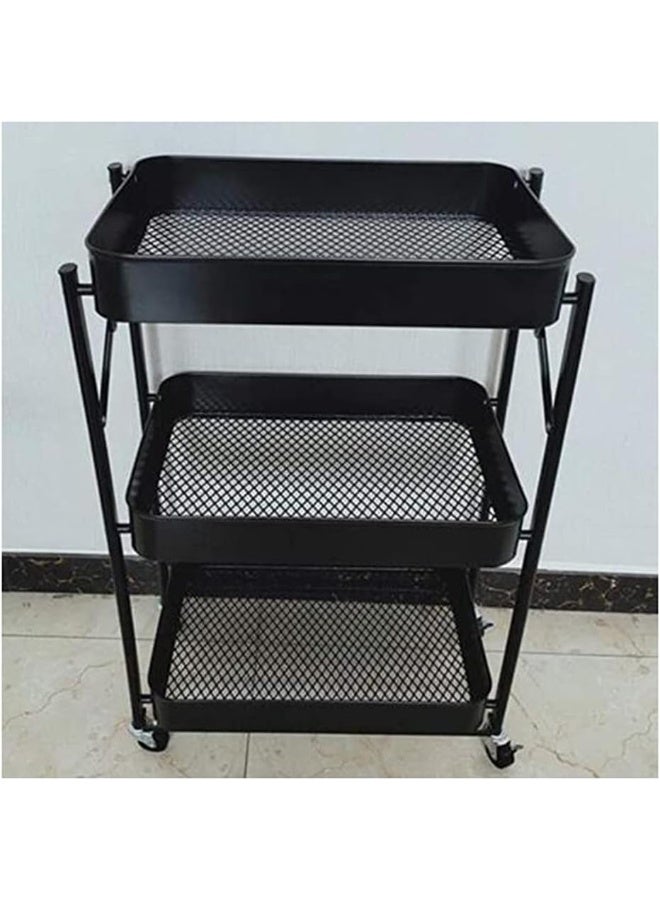 Generic 3 Tier Storage Cart Rolling Utility Cart Slide Out Narrow Kitchen Storage Trolley Rack Storage Organizer with Caster Wheels Black 3 Layer  - Image 5