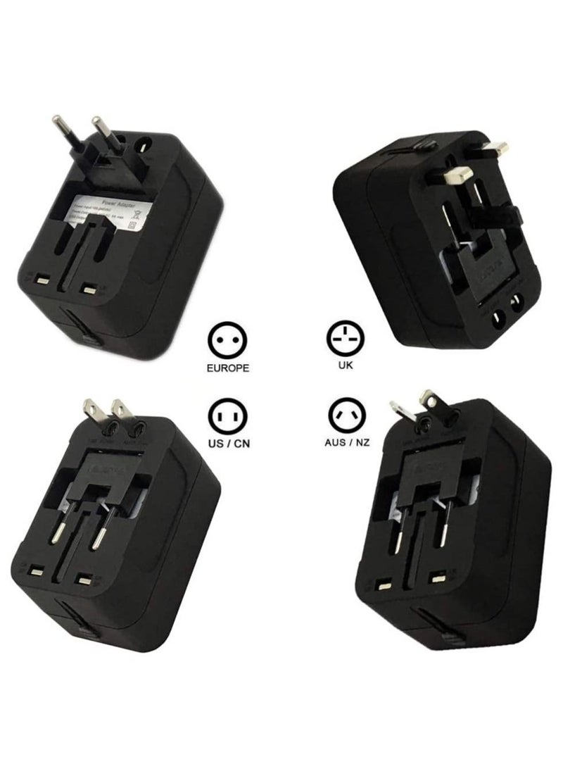 محول سفر، محول طاقة عالمي متعدد الاستخدامات، قابس محول عالمي مع منافذ شحن USB مزدوجة بقوة 2.1 أمبير لآسيا وأوروبا والمملكة المتحدة وأستراليا والولايات المتحدة الأمريكية - Image 5