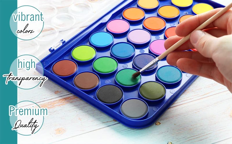 Ultimate Stationery Watercolor Paint Set, 28 Colors of Washable Watercolor Paint Includes Watercolor Palette and 1 Paint Brushes. Great Water Color kids paint - Image 4