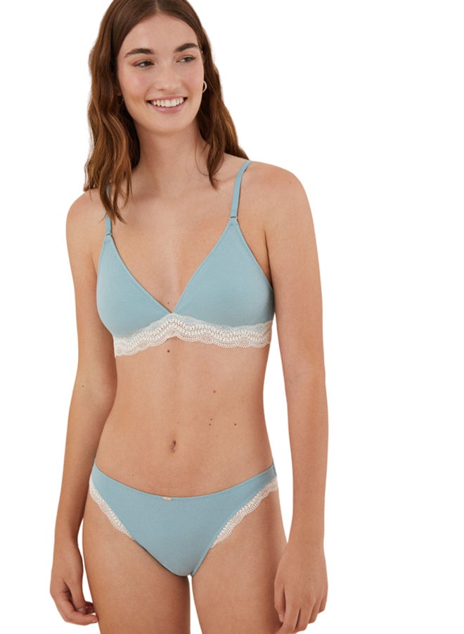women'secret Classic cotton and blue lace panties - Image 1