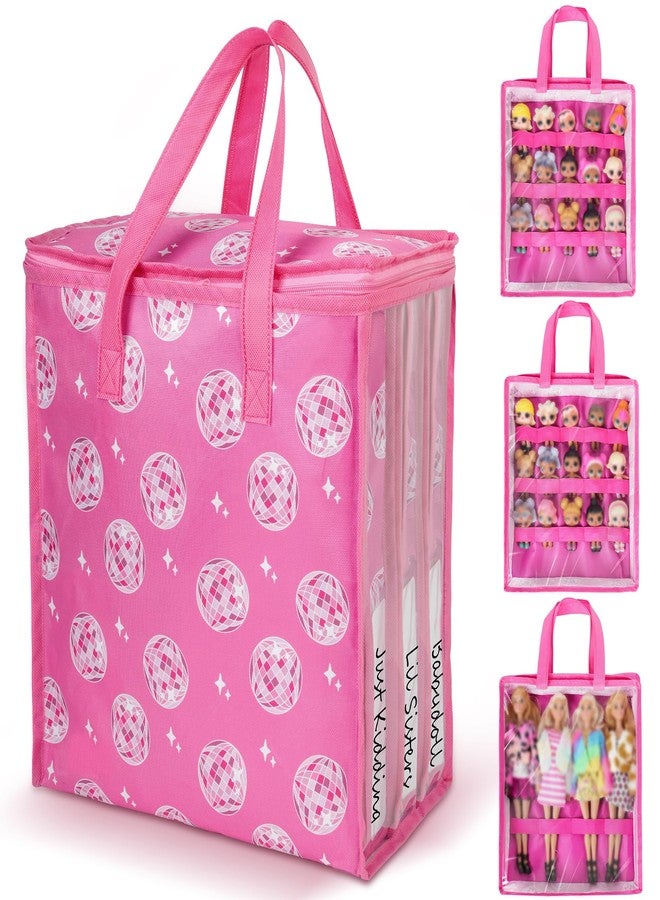 Primo Lines حزمة 4 من منظمات تخزين الدمى متوافقة مع دمى باربي 12 بوصة، حقيبة تخزين الألعاب متوافقة مع دمى LOL Surprise، حقيبة سفر للألعاب للفتيات والفتيان مع ملصق ومقبض، حقائب فقط - Image 1