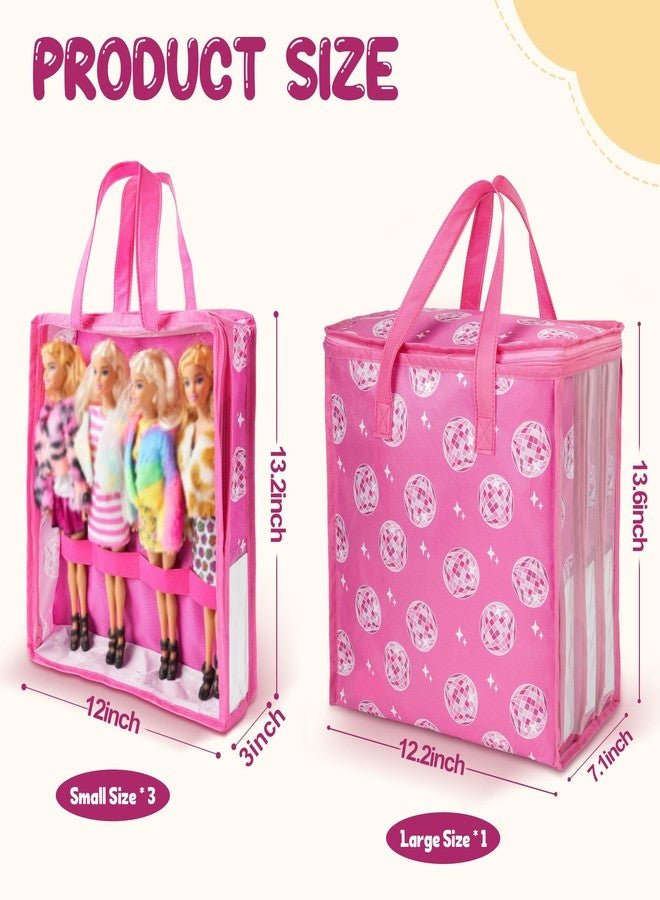 Primo Lines حزمة 4 من منظمات تخزين الدمى متوافقة مع دمى باربي 12 بوصة، حقيبة تخزين الألعاب متوافقة مع دمى LOL Surprise، حقيبة سفر للألعاب للفتيات والفتيان مع ملصق ومقبض، حقائب فقط - Image 3
