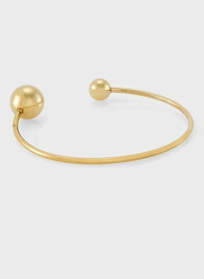 CALVIN KLEIN Sculptural Bubbles Collection Open Bangle Bracelet For Women In Yellow Gold - 35000787