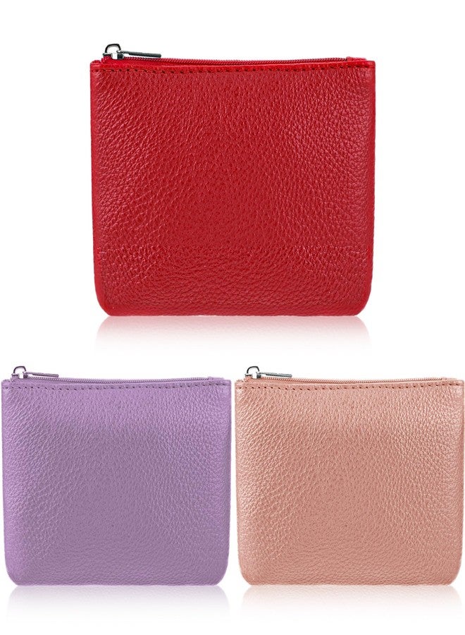 oruola مجموعة أورولا من 3 محافظ نقود معدنية للنساء، مصنوعة من جلد البولي يوريثان، مقاس 4.72 × 3.15 بوصة، محفظة صغيرة محمولة بسحاب للنساء لحفظ بطاقات الائتمان والأوراق النقدية المطوية وبطاقة الهوية والمفاتيح وسماعات الرأس وأحمر الشفاه (أحمر، وردي، بنفسجي). - Image 1