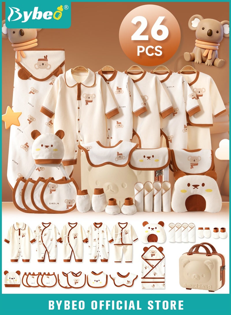 Bybeo 26PCS Newborn Baby Gifts Set, Newborn Layette Gift Set, Baby Clothes Accessories Set for Boys and Girls, Premium Cotton, Perfect Gift Suitcase for Spring Summer Autumn Winter Four Seasons - Image 1