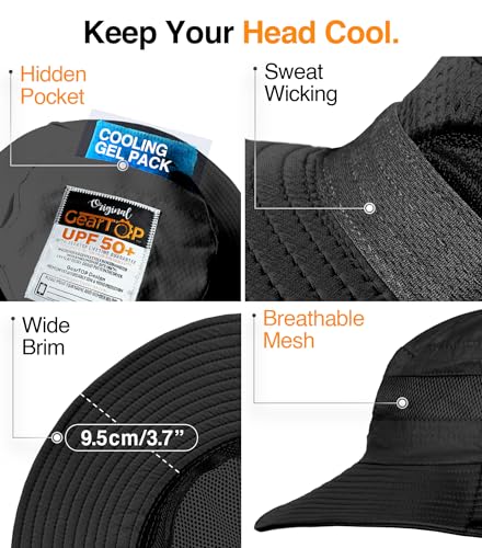 GearTOP Wide Brim Sun Hat for Womens and Mens Sun Hats - UV Protection Fishing Hat Safari Hat for Hiking Gardening & Beach Black - Image 4