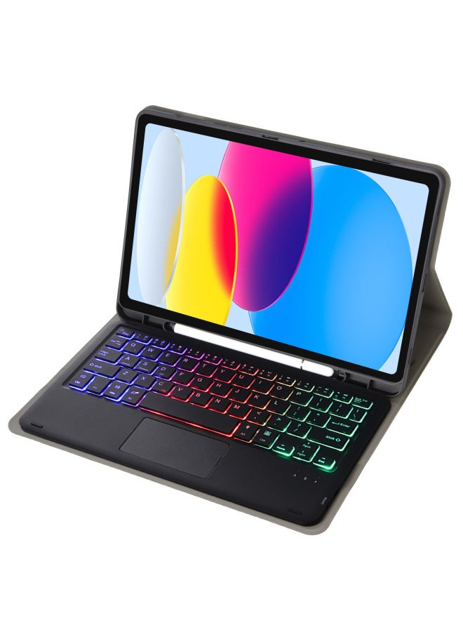 Generic - Protective Case Wireless Keyboard For Ipad 10th Gen 10.9.7 Tablet Compatible Ipad Pro 11 Magnetic Suction Smart Control For 9-Color:Golden Leather Case + Round Key Cap Keyboard-Applicable Model:ipad 10 Generation 10.9 2022 Edition - Image 1