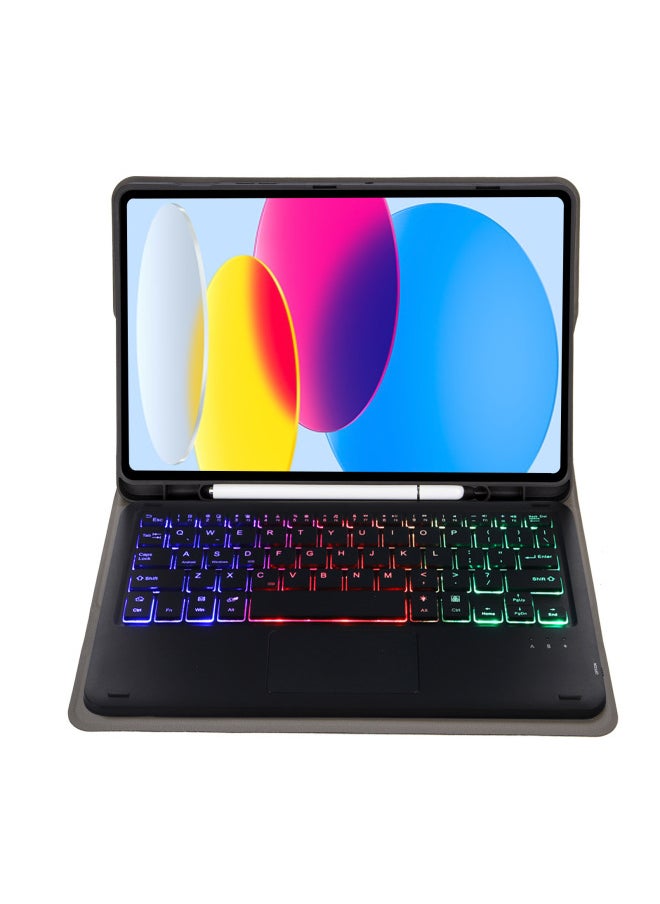 Generic - Protective Case Wireless Keyboard For Ipad 10th Gen 10.9.7 Tablet Compatible Ipad Pro 11 Magnetic Suction Smart Control For 9-Color:Golden Leather Case + Round Key Cap Keyboard-Applicable Model:ipad 10 Generation 10.9 2022 Edition - Image 1