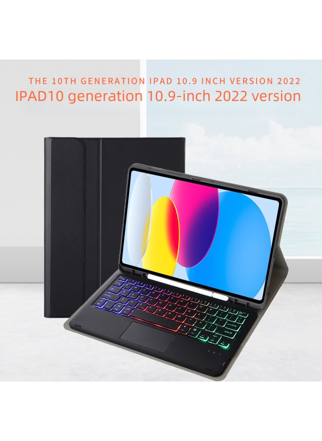 Generic - Protective Case Wireless Keyboard For Ipad 10th Gen 10.9.7 Tablet Compatible Ipad Pro 11 Magnetic Suction Smart Control For 9-Color:Golden Leather Case + Round Key Cap Keyboard-Applicable Model:ipad 10 Generation 10.9 2022 Edition - Image 1