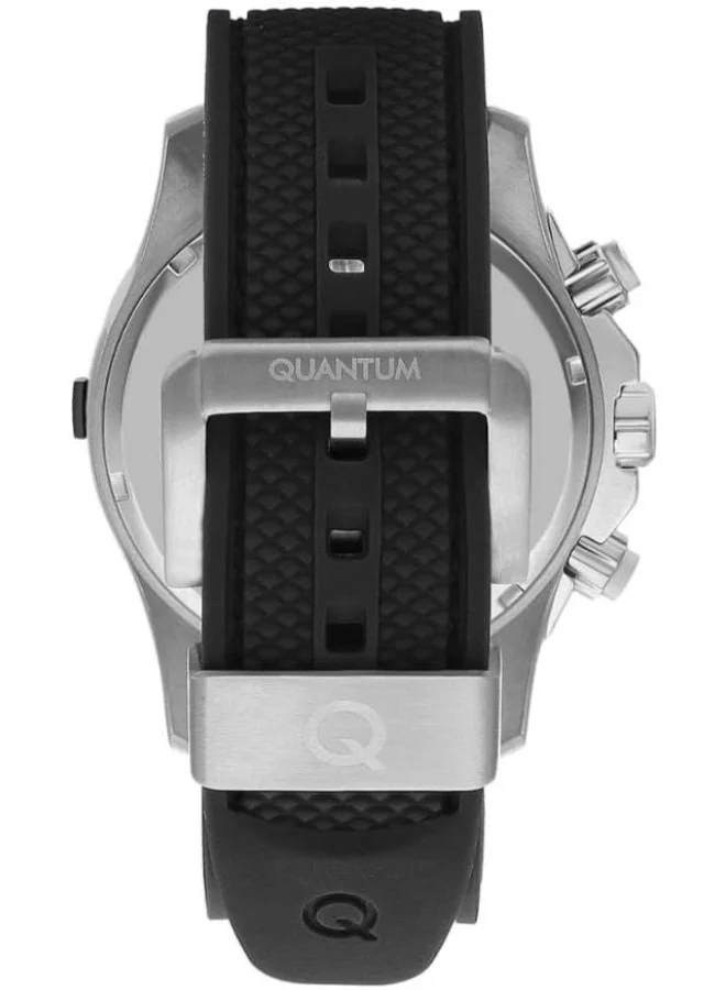 Quantum Men's Quartz Movement Watch, Chronograph Display and Silicone Strap - HNG1019.351, Black