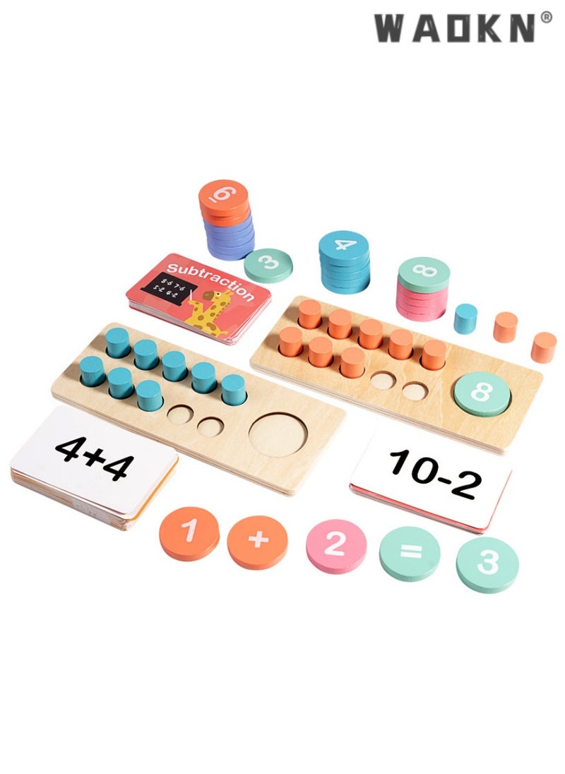 WAOKN - Wooden Ten Frame Math Toy, Ideal for Kids' Addition, Subtraction Learning, Enhances Number Recognition, Perfect for Developing Number Sense, Engaging Early Education Tool, Fun and Educational. - Image 1