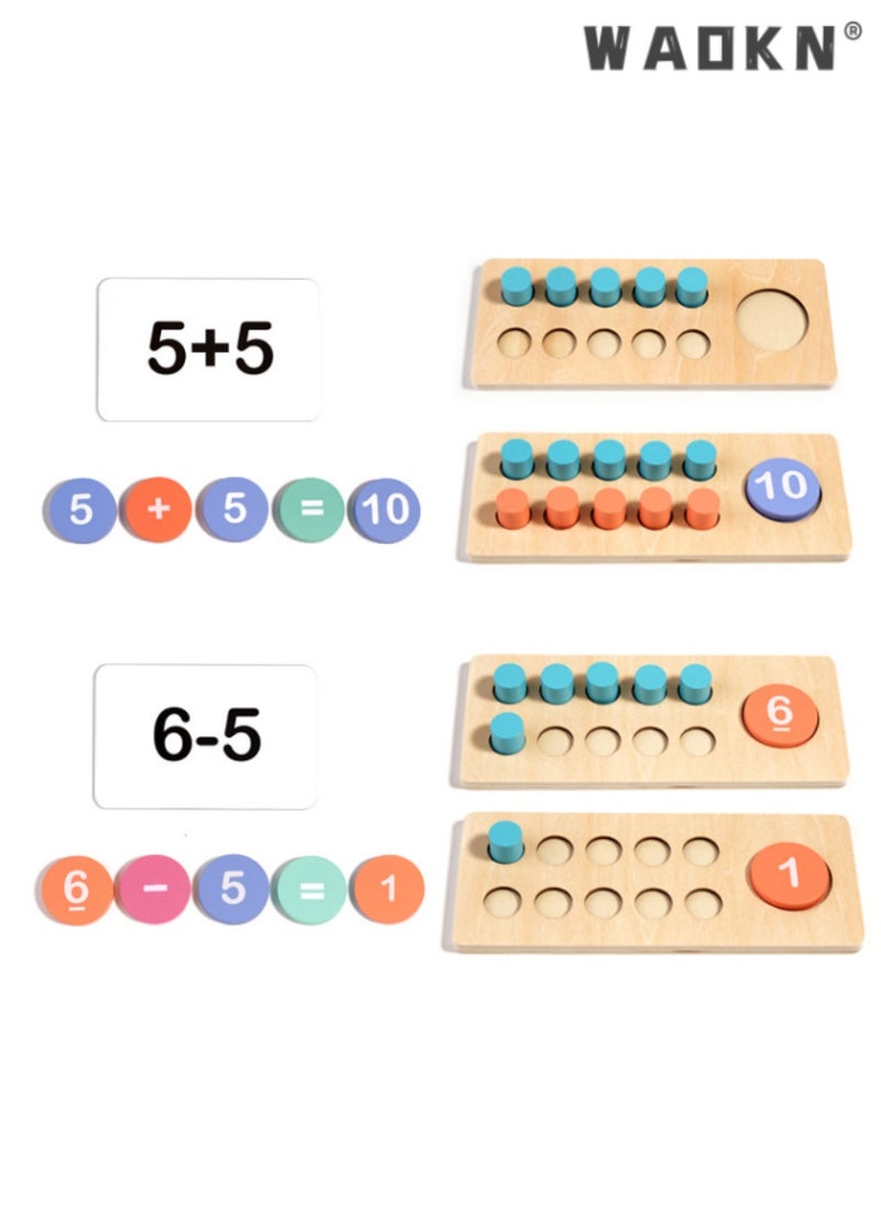 WAOKN - Wooden Ten Frame Math Toy, Ideal for Kids' Addition, Subtraction Learning, Enhances Number Recognition, Perfect for Developing Number Sense, Engaging Early Education Tool, Fun and Educational. - Image 1