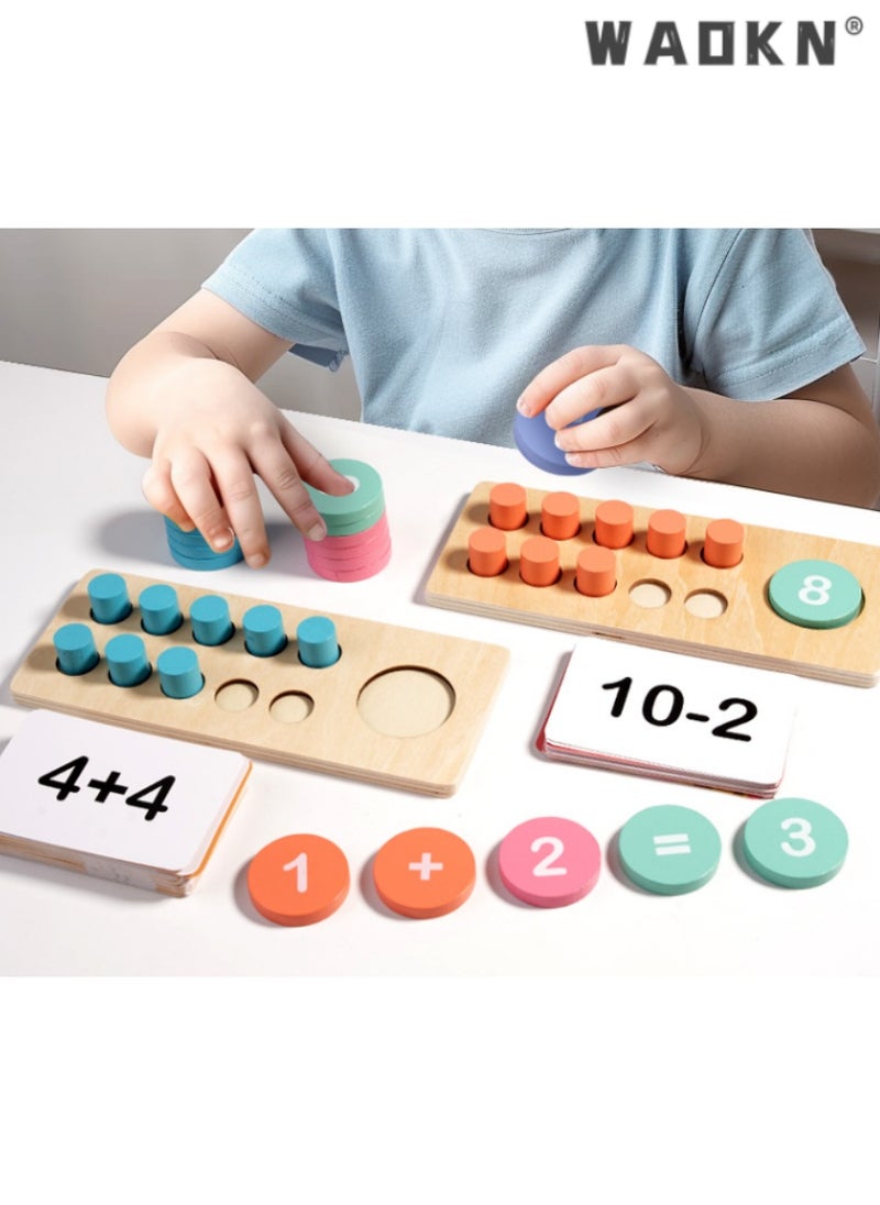 WAOKN - Wooden Ten Frame Math Toy, Ideal for Kids' Addition, Subtraction Learning, Enhances Number Recognition, Perfect for Developing Number Sense, Engaging Early Education Tool, Fun and Educational. - Image 1