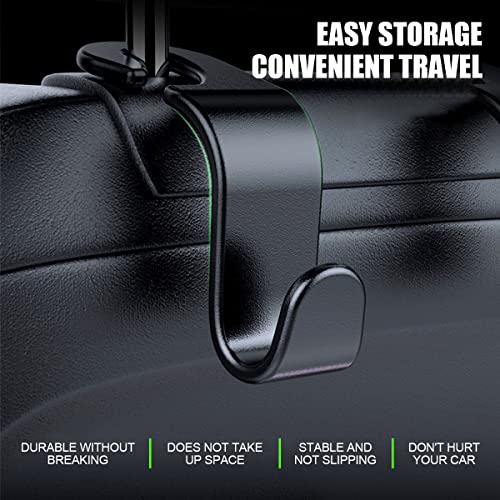 Hanemia Car Back Seat Headrest Hooks, 4 Pack Black Stylish Back Seat Hanger for Car Handbag Clothes Coats Grocery Bags, Car Interior Accessories (Black2) - Image 5