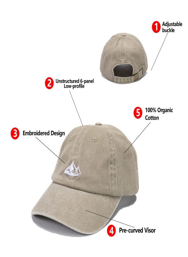 DASMINI Dad Hats for Men Womens Baseball Caps Mountain Hat Adjustable Unstructured Vintage Outdoor Cap(Khaki) - Image 5