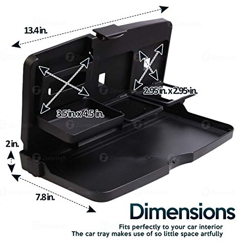 ZONETECH Multi-Functional Portable Foldable Car Backseat Tray Desk - Black Vehicle Table for Food, Meal, Snack, Laptop - Stay Organized When on The Go (1-Pack) - Image 3