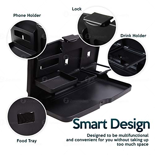 ZONETECH Multi-Functional Portable Foldable Car Backseat Tray Desk - Black Vehicle Table for Food, Meal, Snack, Laptop - Stay Organized When on The Go (1-Pack) - Image 2