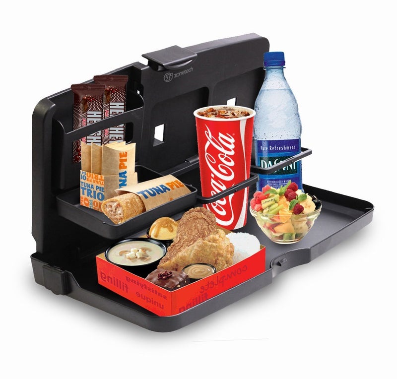 ZONETECH Multi-Functional Portable Foldable Car Backseat Tray Desk - Black Vehicle Table for Food, Meal, Snack, Laptop - Stay Organized When on The Go (1-Pack) - Image 1