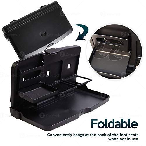 ZONETECH Multi-Functional Portable Foldable Car Backseat Tray Desk - Black Vehicle Table for Food, Meal, Snack, Laptop - Stay Organized When on The Go (1-Pack) - Image 5