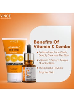 VINCE Vitamin C Combo - Vitamin C Serum 30ml + Vitamin C Face Wash 120ml – Deep Cleansing, Brightens Skin Tone, Reduces Dark Spots & Sunspots, Boosts Collagen, Reveals Glowing Skin  - Image 5