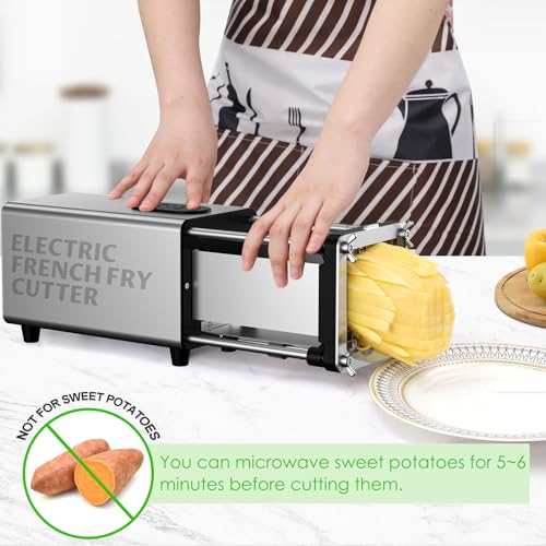 YOTAN Electric French Fry Cutter,French Fry Cutter Stainless Steel with 1/2 & 3/8 Inch Blade,Commercial and Household Electric Fry Cutter,Potato Slicer,Use for Potatoes,Onion,Cucumbers,Apples - Image 2