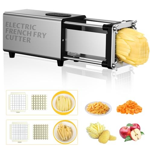 YOTAN Electric French Fry Cutter,French Fry Cutter Stainless Steel with 1/2 & 3/8 Inch Blade,Commercial and Household Electric Fry Cutter,Potato Slicer,Use for Potatoes,Onion,Cucumbers,Apples - Image 1