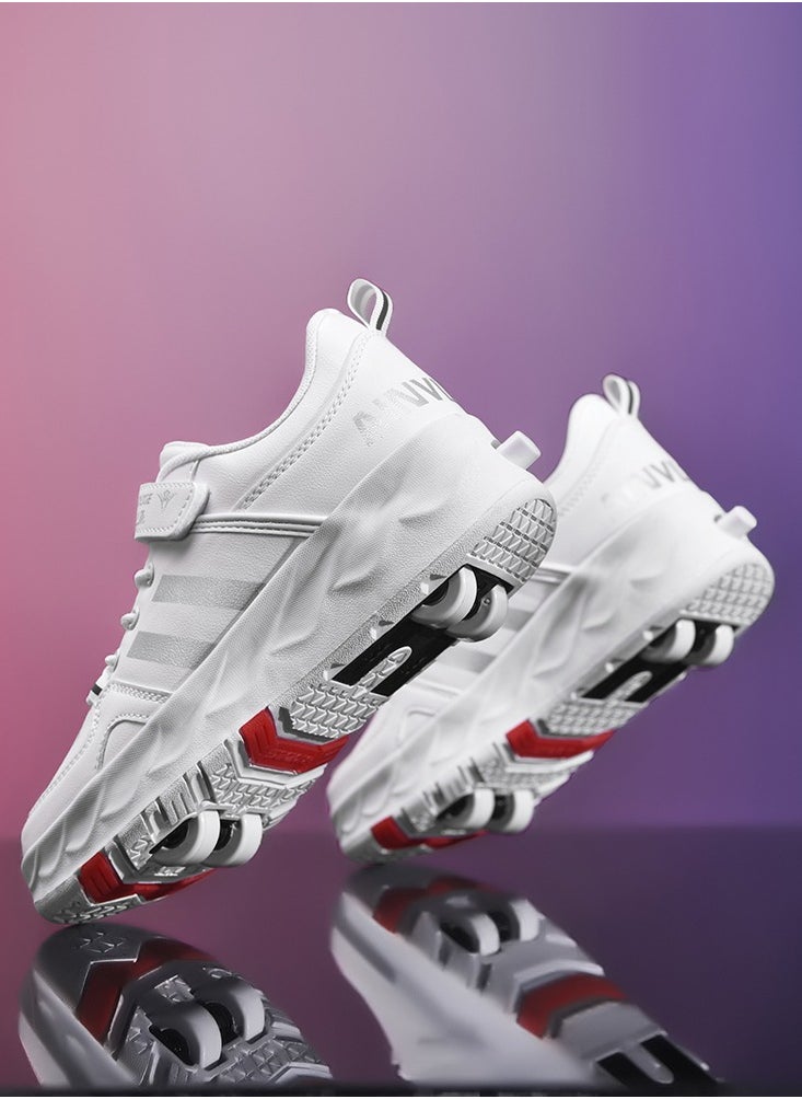 Generic - Kids Roller Skates Shoes 4 Wheels Roller Shoes Boys Girls Wheel Shoes Roller Sneakers Shoes for Beginner More Balanced - Image 1