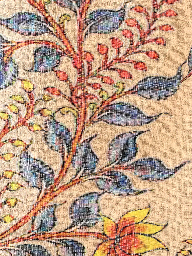 globus Globus Women Black Kalamkari Printed Silk Tasselled Border Dupatta