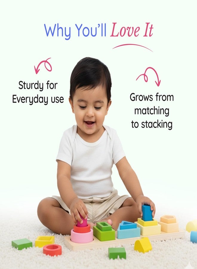 Tinker Box Block Sorting & Stacking Puzzle | Montessori Wooden Shape Sorting Toy for Kids | 15+ Months | Fine Motor Skills & Hand-Eye Coordination | Safe & Durable Educational Toy - Image 5