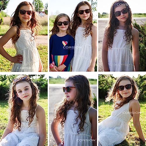 COASION Polarized Kids Sunglasses UV 400 Protection for Girls Boys Classic Retro Style Toddler Shades Age 3-12 (Matte Leopard/Grey Lens) - Image 2