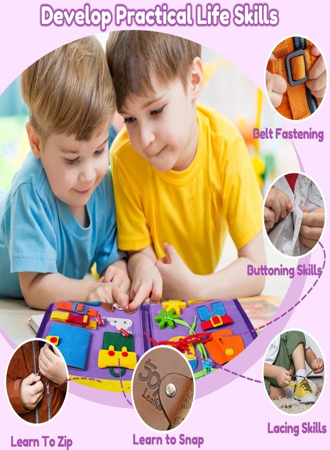 Qizfun Montessori Busy Board Book for Toddlers, Mermaid Sensory Learning Toy for Girls, Educational Fine Motor Skills Toy, Travel Busy Board for Car & Airplane - Image 5