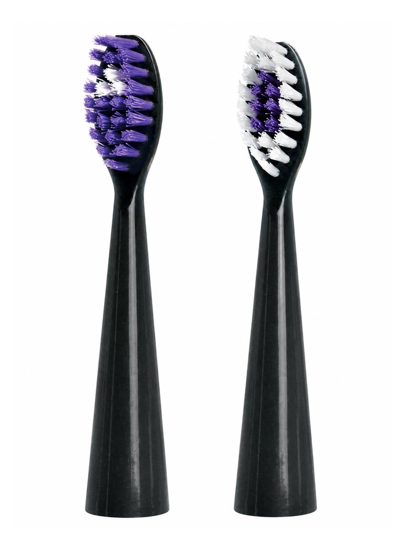 B.Well PRO-850 Black Replacement Sonic Toothbrush Heads with Medium DuPont Bristles, 2 Pieces - Image 1