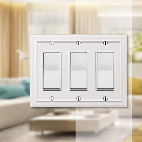 Amerelle 94RRRW Continental Wallplate, 3 Rocker, Cast Metal, White, 1-Pack - Image 3
