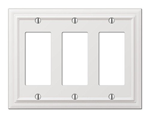 Amerelle 94RRRW Continental Wallplate, 3 Rocker, Cast Metal, White, 1-Pack - Image 1