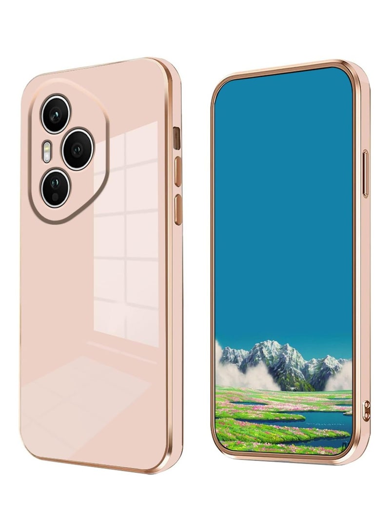 Compatible with Honor 400 Pro cover, smooth veneer gold plated chrome, pink Thin and smooth shock-proof full protection Honor 400 Pro case -pink - Image 1