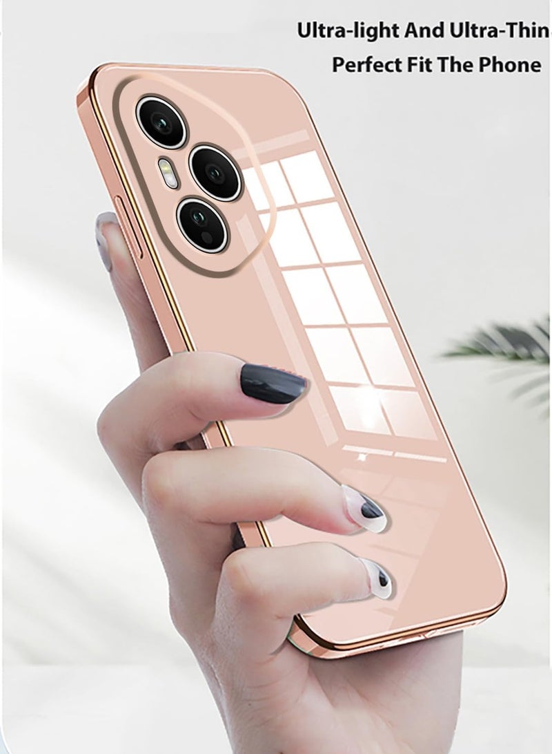 Compatible with Honor 400 Pro cover, smooth veneer gold plated chrome, pink Thin and smooth shock-proof full protection Honor 400 Pro case -pink - Image 3