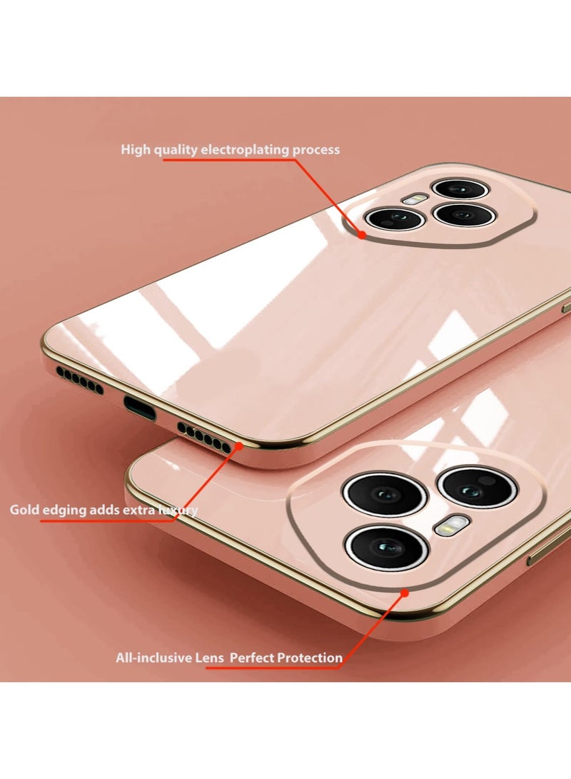 Compatible with Honor 400 Pro cover, smooth veneer gold plated chrome, pink Thin and smooth shock-proof full protection Honor 400 Pro case -pink - Image 4
