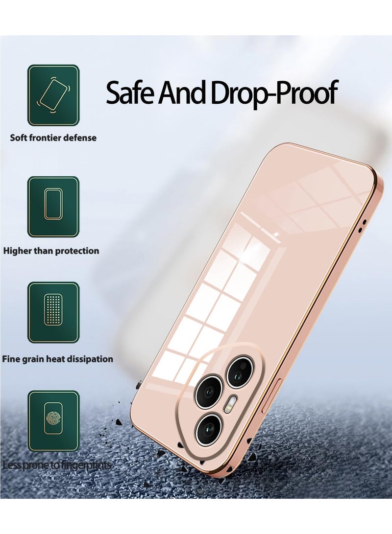 Compatible with Honor 400 Pro cover, smooth veneer gold plated chrome, pink Thin and smooth shock-proof full protection Honor 400 Pro case -pink - Image 5