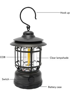 TrekEaze TrekEaze Camping Lantern Rechargeable Portable Battery Operated Retro Camping Lamp Waterproof Hanging Lamp for Outdoor Hiking Garden Camping and Emergency Black  - Image 3