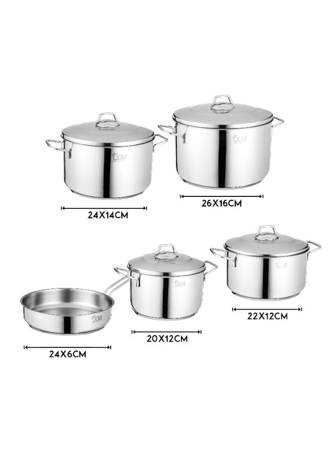 TKM Turkish 18/10 stainless steel cookware set with high quality stainless steel lid, consisting of 9 pieces (20 cm pot - 22 cm pot - 24 cm pot - 26 cm pot) + 24 pans - Image 2