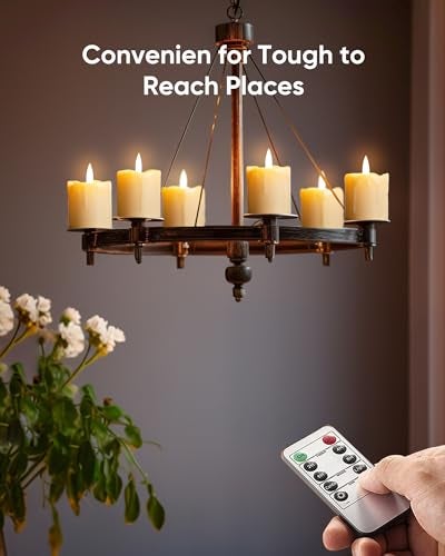 Homemory 2" x 2" Timer Remote Control Flickering Flameless Votive Candles, Realistic Battery Operated, 6Pack 3D Wick Electric Fake for Christmas, Wedding, Home Decorations - Image 4