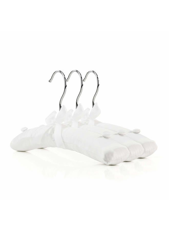 HANGERWORLD 3 Childrens White Satin Padded 30cm Coat Clothes Top Garment Hangers Baby Toddler - Image 1