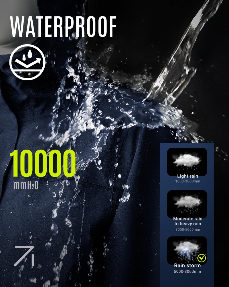 33,000ft Women's Waterproof Long Rain Coats with Mesh-Lind Breathable Rain Jacket with Hood Trench Coats Windbreaker - Image 3