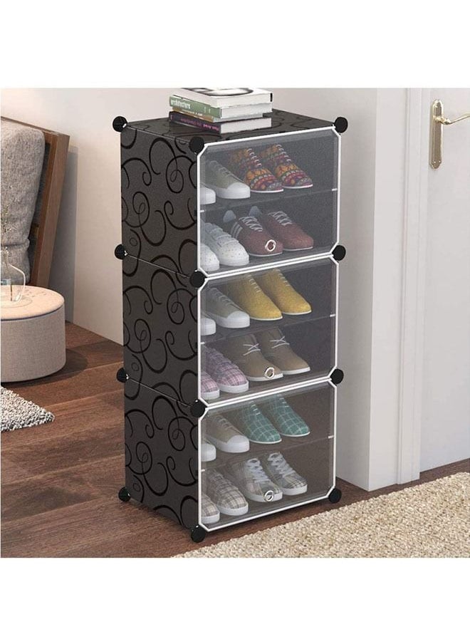 Arabest - DIY Portable Shoe Rack Organizer Tower,Modular Cube Storage Shoes Cabinet with Translucent Door (6 Cubes(44 * 32 * 94CM)) - Image 1