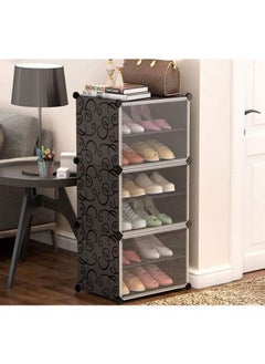 DIY Portable Shoe Rack Organizer Tower,Modular Cube Storage Shoes Cabinet with Translucent Door (6 Cubes(44 * 32 * 94CM))