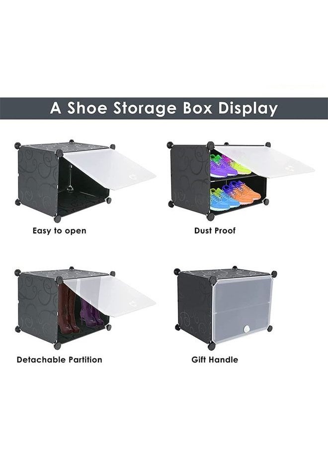 Arabest - DIY Portable Shoe Rack Organizer Tower,Modular Cube Storage Shoes Cabinet with Translucent Door (6 Cubes(44 * 32 * 94CM)) - Image 1