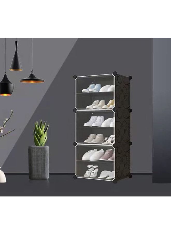 Arabest - DIY Portable Shoe Rack Organizer Tower,Modular Cube Storage Shoes Cabinet with Translucent Door (6 Cubes(44 * 32 * 94CM)) - Image 1